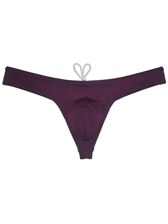 Men's Nylon Micro Bikini Briefs Breathable Checkered Spandex Underwear with Pouch Sensual Lingerie Tangas Purple M