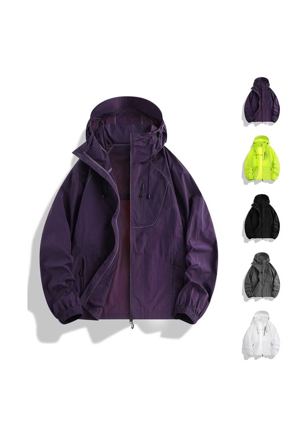 Men's Nylon Spandex Jacket | Hoodie With Zipper Pockets Long Sleeve Hooded Pullover Lightweight Breathable Casual Outdoor Walking Travel Work Streetwear Father's Day | Zenithor,Purple L