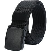 Men's Nylon Web Belt with YKK Plastic Buckle - Breathable and Durable Waist Strap for Work, Outdoor Sports and More - Adjustable up to 46in (53"L x 1.5"W) - Black
