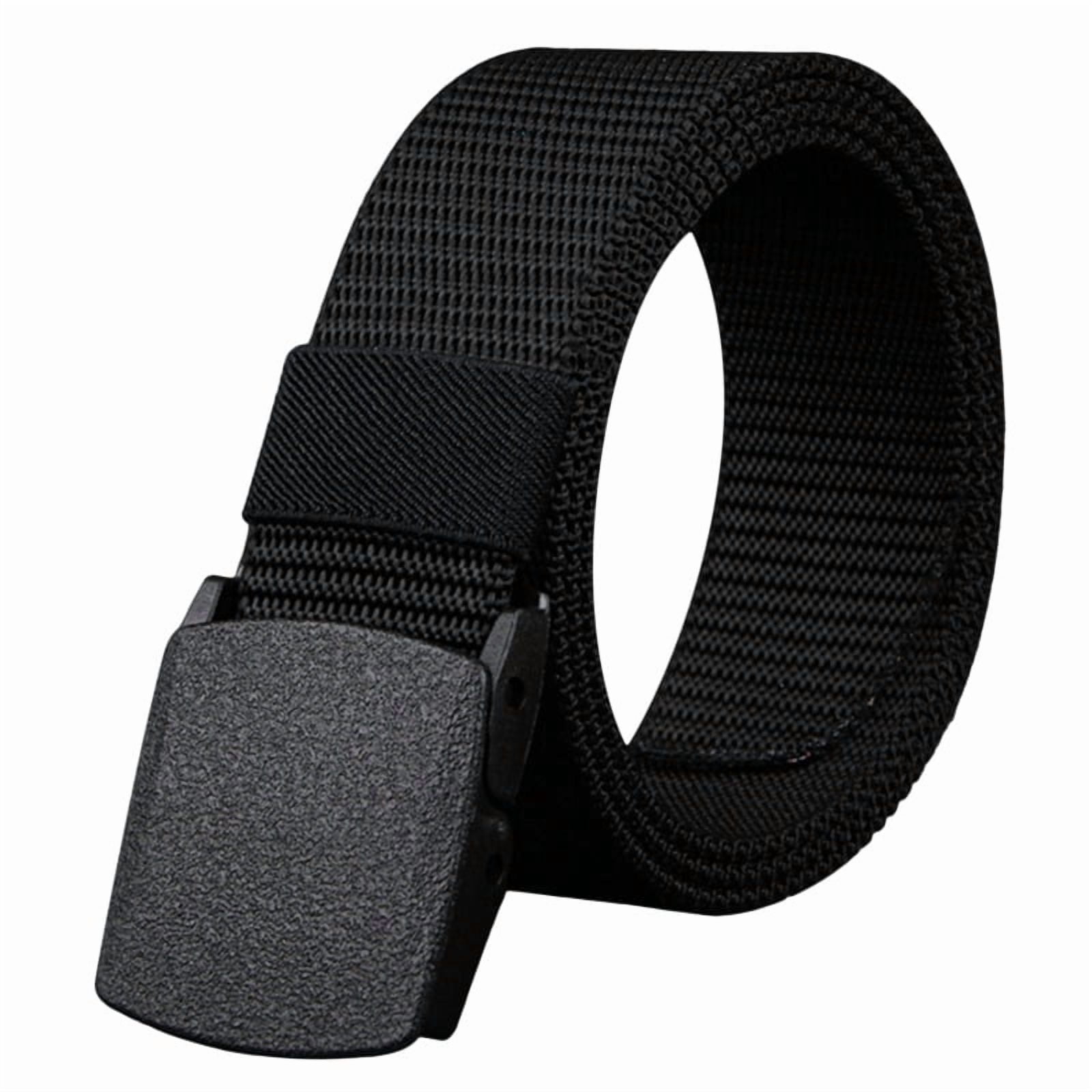 Black 100% Nylon Web Belt with Black Metal Buckle, 1 1/4