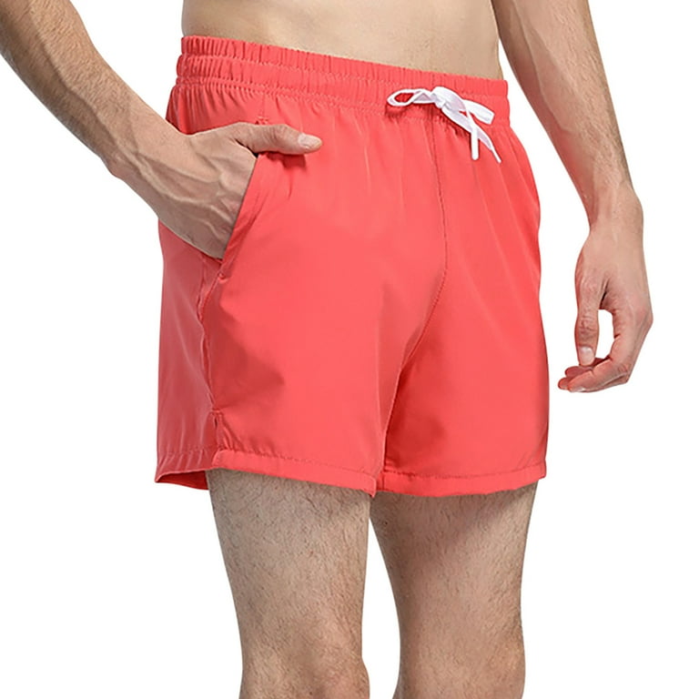 Men s Nylon Workout Shorts Drawstring Elastic High Waist Casual Athletic Shorty with Pockets Red XXXL Walmart