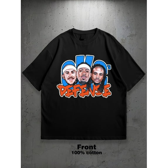 Men's OKC DEFENSE Graphic T-Shirt - 100% Cotton Unisex Streetwear Tee with Graffiti-Style Print, Geometric Patterns & Vibrant Colors, Regular Fit Short Sleeve for Casual Wear, Gym, Golf, Gifts