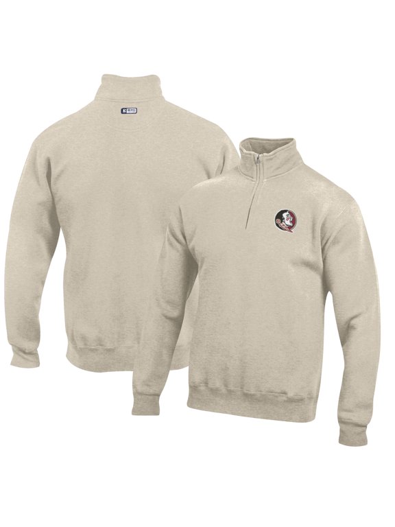 Men's Oatmeal Florida State Seminoles Big Cotton Quarter-Zip Pullover Sweatshirt