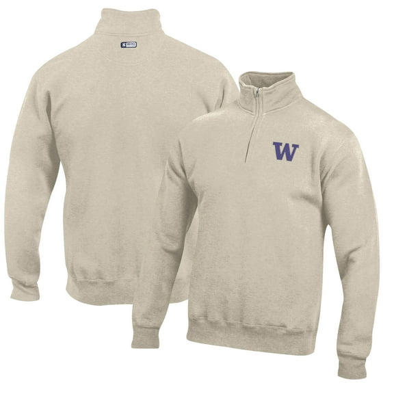 Men's Oatmeal Washington Huskies Big Cotton Quarter-Zip Pullover Sweatshirt