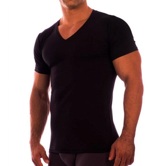 Men's Obviously D14-1N3 Deep V Neck Short Sleeve Undershirt (Black M)