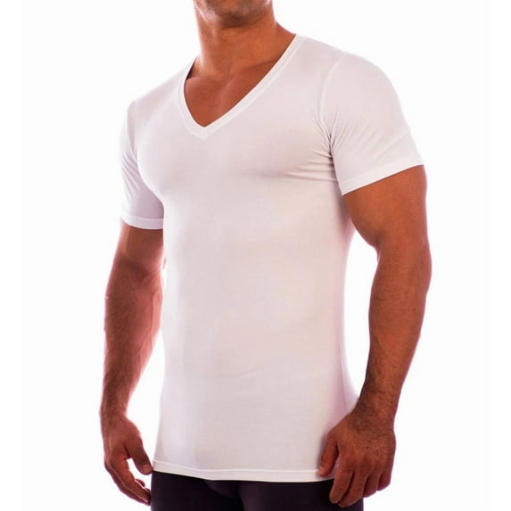 Men's Obviously D14-1N3 Deep V Neck Short Sleeve Undershirt (White S)