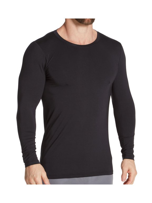 Men's Obviously Y43512 Crew Neck Long Sleeve Undershirt (Black S)