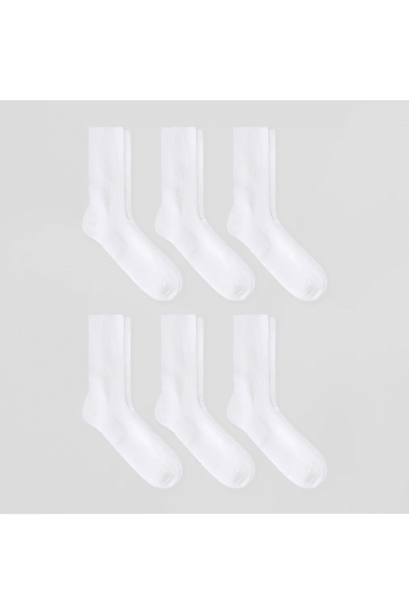 Men's Odor Resistant Crew Socks 6pk - Goodfellow & Co White 6-12: Arch Support, Reinforced Heel & Toe
