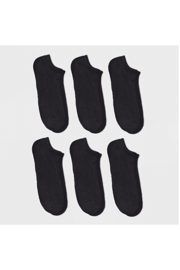 Men's Odor Resistant No Show Socks 6pk - Goodfellow & Co Black 6-12: Arch Support, Reinforced Heel & Toe