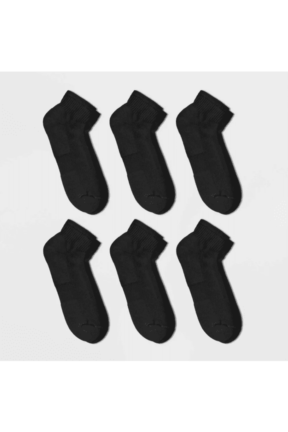 Men's Odor Resistant Quarter Socks 6pk - Goodfellow & Co Black 6-12: Arch Support, Reinforced Heel