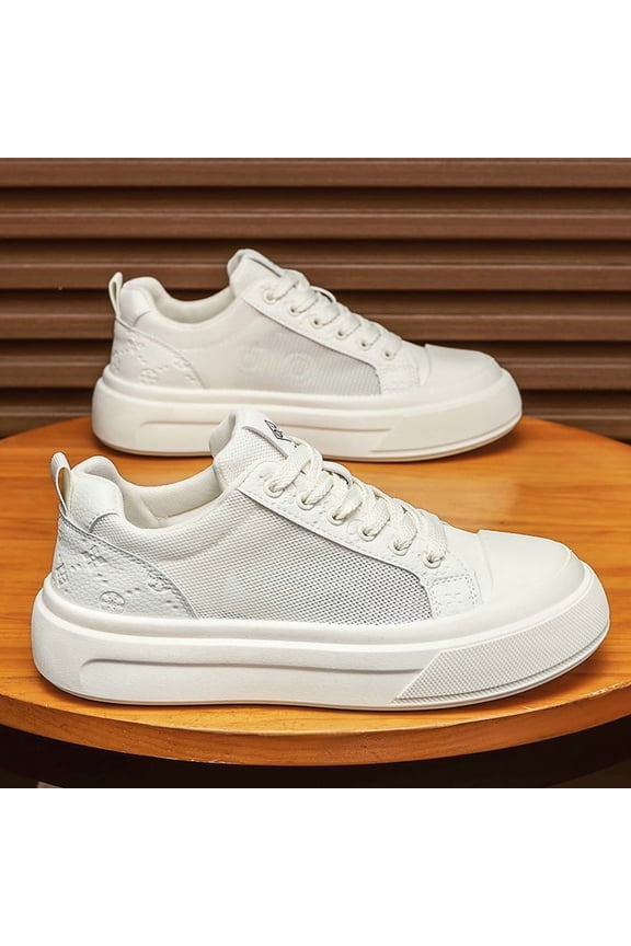 Men's Off-White Mesh & Embossed Leather Chunky Platform Sneakers
