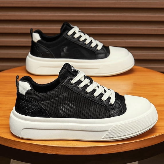 Men's Off-White Mesh & Embossed Leather Chunky Platform Sneakers