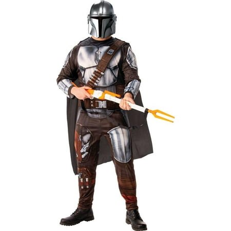 Men's Officially Licensed Mandalorian Halloween Costume Medium, Brown and Gray