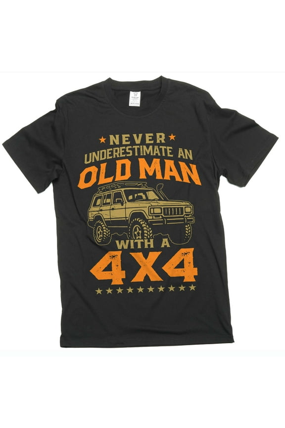 Men's Old Man Shirt 4 wheel drive off road t-shirt 4x4 4wd truck shirt birthday gift shirt (4X-Large Black)