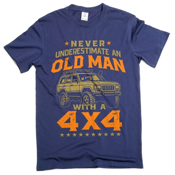 Men's Old Man Shirt 4 wheel drive off road t-shirt 4x4 4wd truck shirt birthday gift shirt (Large Navy Blue)