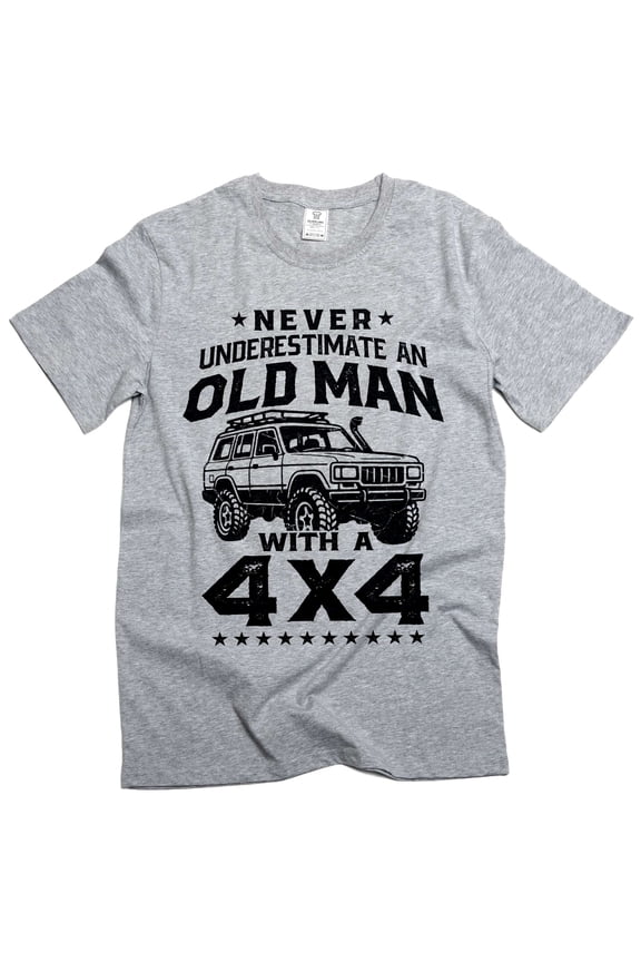 Men's Old Man Shirt 4 wheel drive off road t-shirt 4x4 4wd truck shirt birthday gift shirt (Small Grey)