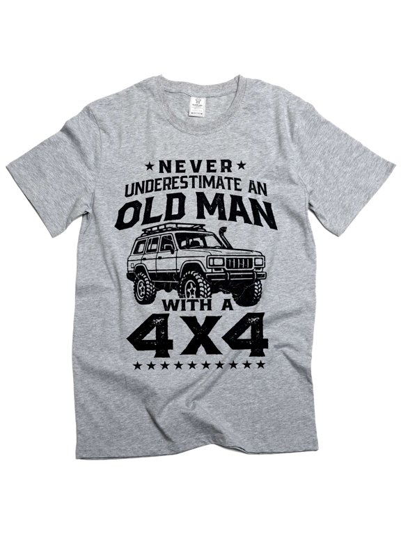Men's Old Man Shirt 4 wheel drive off road t-shirt 4x4 4wd truck shirt birthday gift shirt (X-Large Grey)