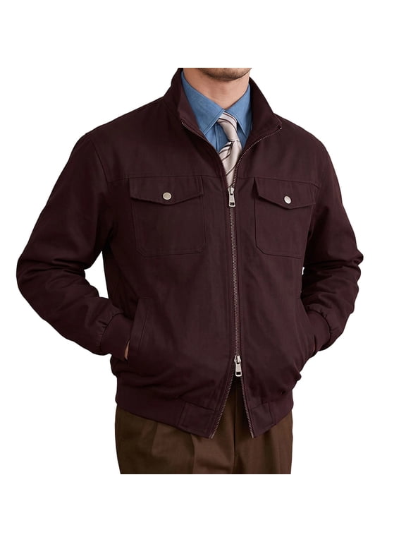 Men's Old Money Jacket, Long Sleeve Loose Casual Fashion Trend Coat, Solid Color Versatile Outerwear For Fall Winter Daily Purple M