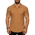 thumbnail image 1 of Men's Old Money Style Ribbed Knit Polo Sweater, Breathable Textured Shirt , Short Sleeve Casual Knitwear for Summer Casual and Daily Wear, Sizes S-2XL Orange, 1 of 4