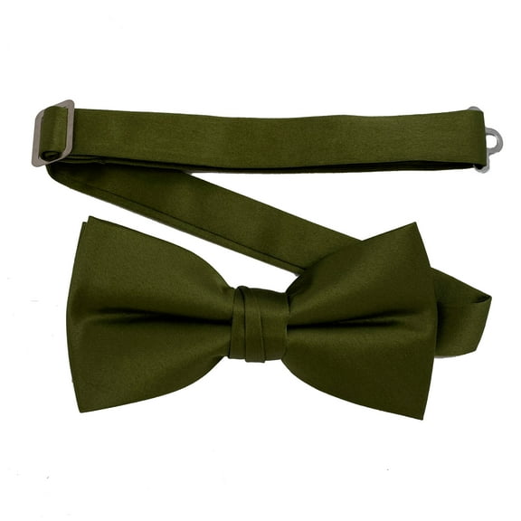 Men’s Olive Formal Satin Pre-Tied Bow Tie in a Variety of Colors by Spencer J’s Signature Satin Collection