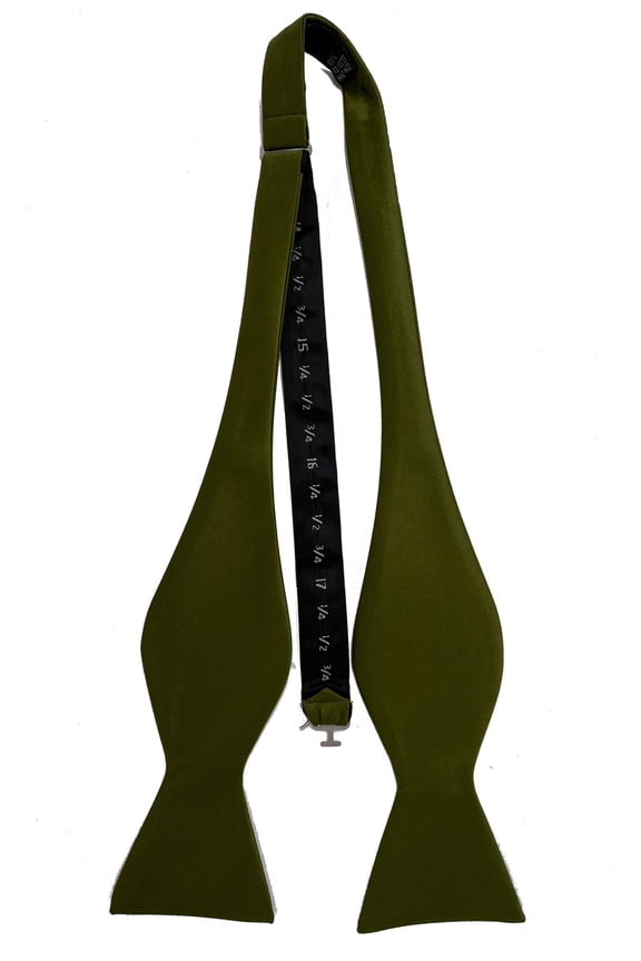 Men’s Olive Formal Satin Self-Tie Bow Tie in a Variety of Colors by Spencer J’s Signature Satin Collection