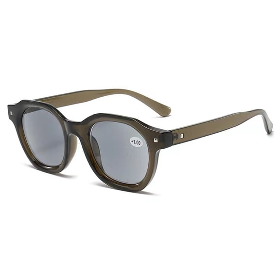 Men's Olive Green Reading Glasses Women's Square Classic Tinted Gray Sunglasses Readers UV +1.00