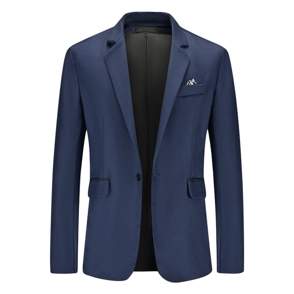 Men's One Button Blazer Lightweight Casual Sport Coats Solid Color Suit Jacket Navy M
