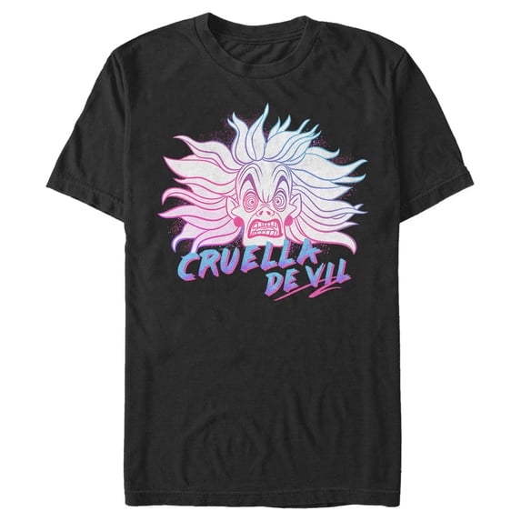 Men's One Hundred and One Dalmatians Crazy Cruella Graphic Tee Black Large
