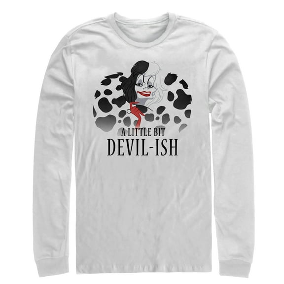Men's One Hundred and One Dalmatians Cruella Devilish  Long Sleeve Shirt White Large
