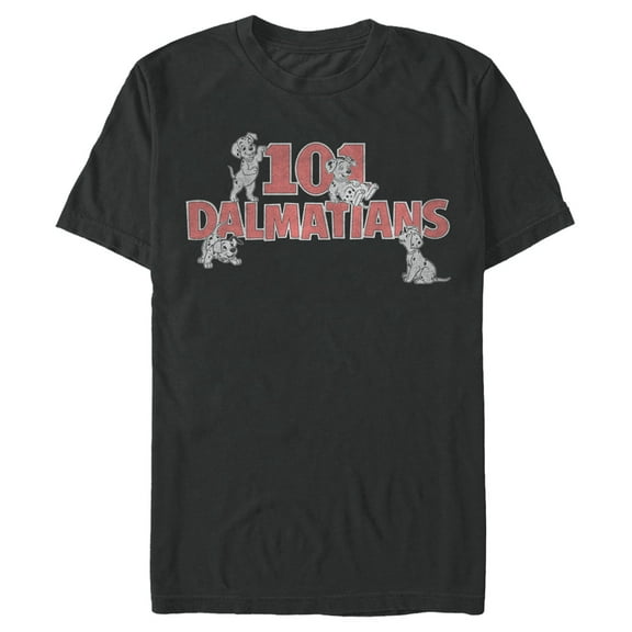 Men's One Hundred and One Dalmatians Distressed Red Logo Graphic Tee Black Large