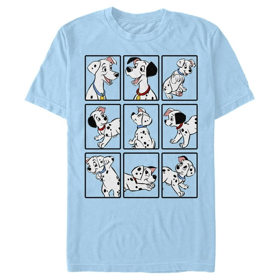 Men's One Hundred and One Dalmatians Family Grid  Graphic Tee Light Blue Large