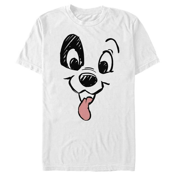 Men's One Hundred and One Dalmatians Happy Patch With Tongue Out  Graphic Tee White Small