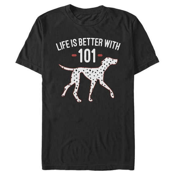 Men's One Hundred and One Dalmatians Life is Better with 101 Graphic Tee Black Medium