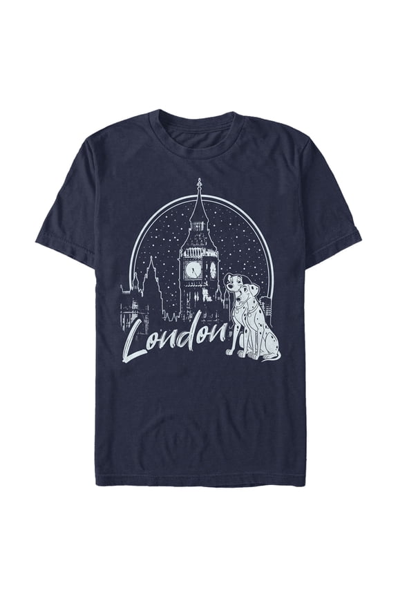 Men's One Hundred and One Dalmatians London Couple Graphic Tee Navy Blue Large