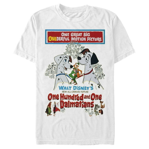 Men's One Hundred and One Dalmatians Original Movie Poster Graphic Tee White Medium