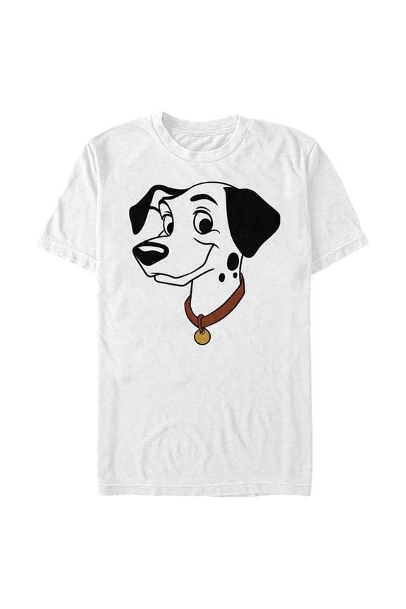 Men's One Hundred and One Dalmatians Pongo Big Face  Graphic Tee White Large