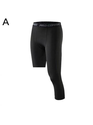 JYYYBF Men's 3/4 One Leg Compression Capri Tights Pants for Running Gym  Sport Fitness Quick Dry Workout Trousers XL
