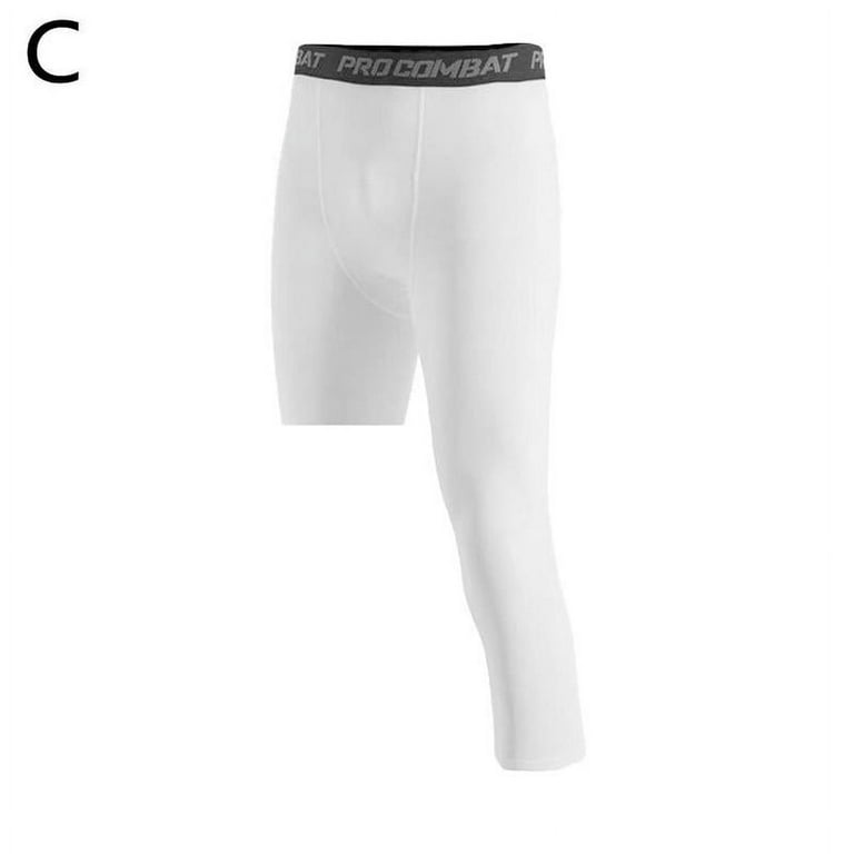 Men's One Leg Compression 3/4 Capri Tights Pants Athletic Basketball Base  Layer P9C7 