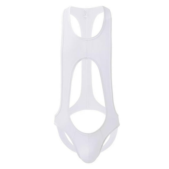 Men's One-Piece Bodysuit Jockstrap Wrestling Singlet Leotard Sheer Mesh Cut Out Bikinis Underwear