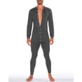 thumbnail image 1 of Men 's One Piece Pajamas Jumpsuit Thermal Sleepwear Long Sleeve Button Down Bodysuit Loungewear Home Nightwear, 1 of 6