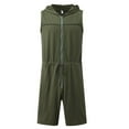 thumbnail image 1 of Men's Onesie Shorts Rompers Lounge Athletic Sleeveless One Piece Hooded Jumpsuits Shorts Casual Workout Gym Quick Dry Slim Muscle Fit Soft Jumpers & Rompers Zip Up Summer Green Small, 1 of 4