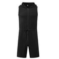 thumbnail image 1 of Men's Onesie Shorts Rompers Lounge Hooded Jumpsuits Shorts Casual Athletic Workout Gym Quick Dry Slim Muscle Fit Sleeveless One Piece Zip Up Summer Soft Jumpers & Rompers Black Medium, 1 of 1