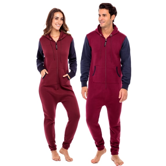 Men’s Onesies, Unisex Plain One-Piece Pajama Jumpsuit – Hooded Plain Onesies for Men, Cozy Adult Loungewear Playsuit