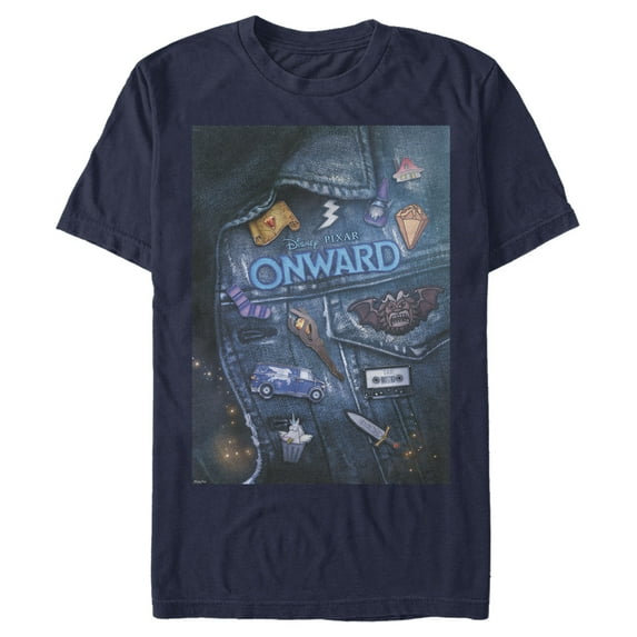 Men's Onward Barley Denim Jacket Poster Graphic Tee Navy Blue 3X Large