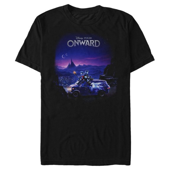 Men's Onward Movie Sunset Poster Graphic Tee Black 3X Large