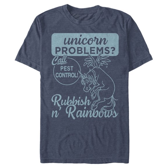 Men's Onward Rubbish N' Rainbows Pest Control Graphic Tee Navy Blue Heather 3X Large