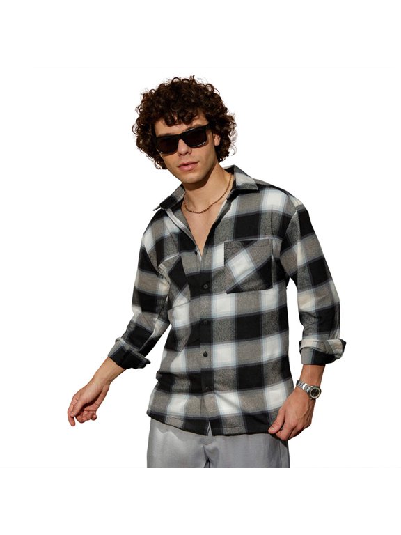Men's Onyx Black Tartan Utility Shacket