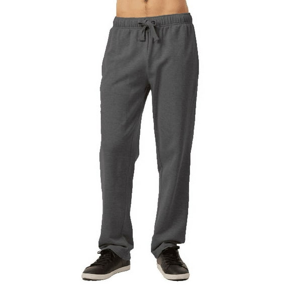 Men's Open Bottom Terry Sweatpants, Elastic Drawstring Waistband, Charcoal Grey 2XL