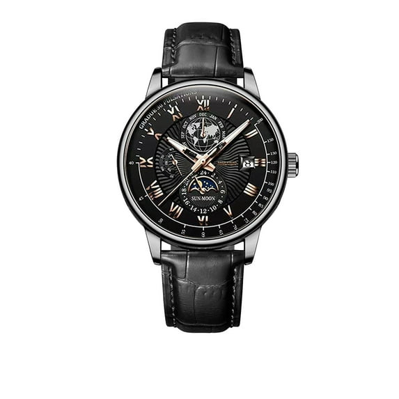 Men’s Openwork Quartz Watch with Leather Strap – Alloy Case Business Casual Wristwatch, Fashion Skeleton Dial Analog Timepiece for Daily Wear and Meetings