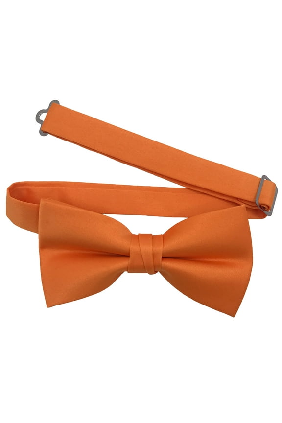 Men’s Orange Formal Satin Pre-Tied Bow Tie in a Variety of Colors by Spencer J’s Signature Satin Collection